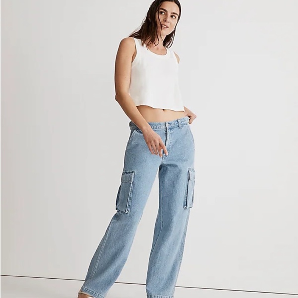 Madewell low slung straight cargo jeans in coleman wash